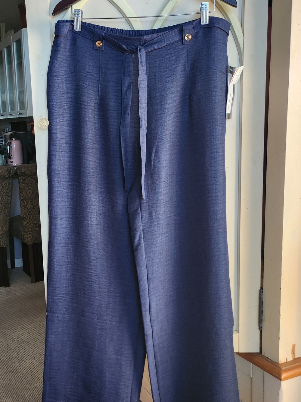 Wren New York Dark Navy Relaxed Drawstring Trousers